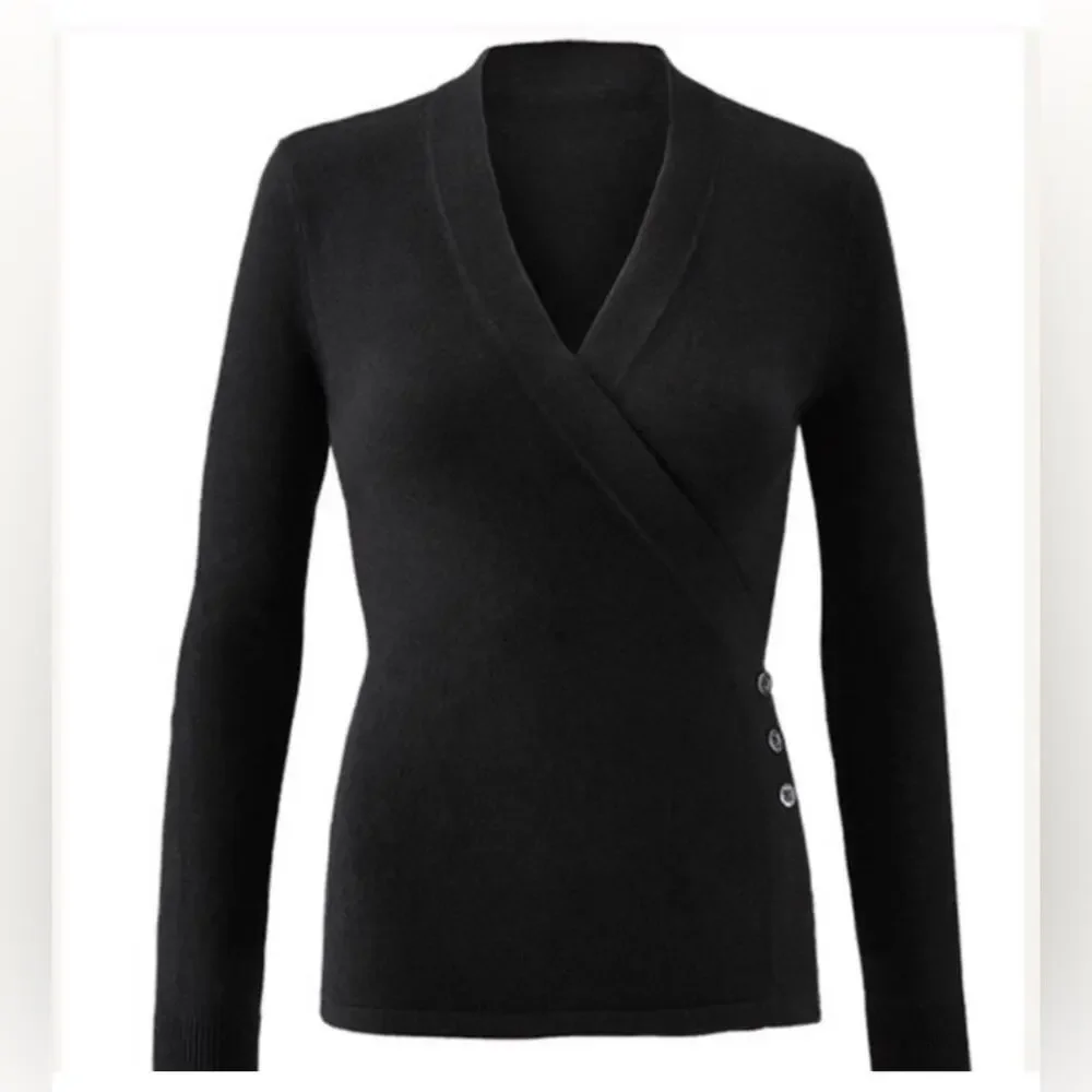 CAbi Ballet Wrap Cardigan Style 3160 Black Size M Capsule Wardrobe Minimalist